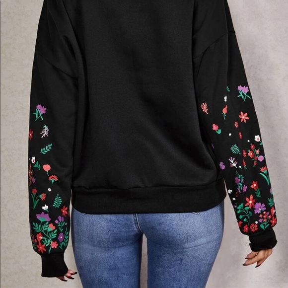 Drop Shoulder Floral Print Sweatshirt - Picture 2 of 5